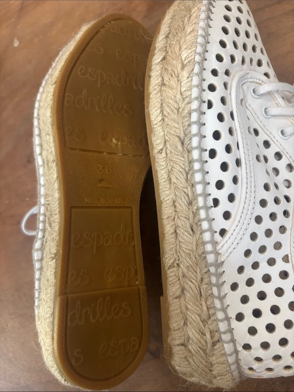 Loeffler Randall White Perforated Lace-Up Espadrilles